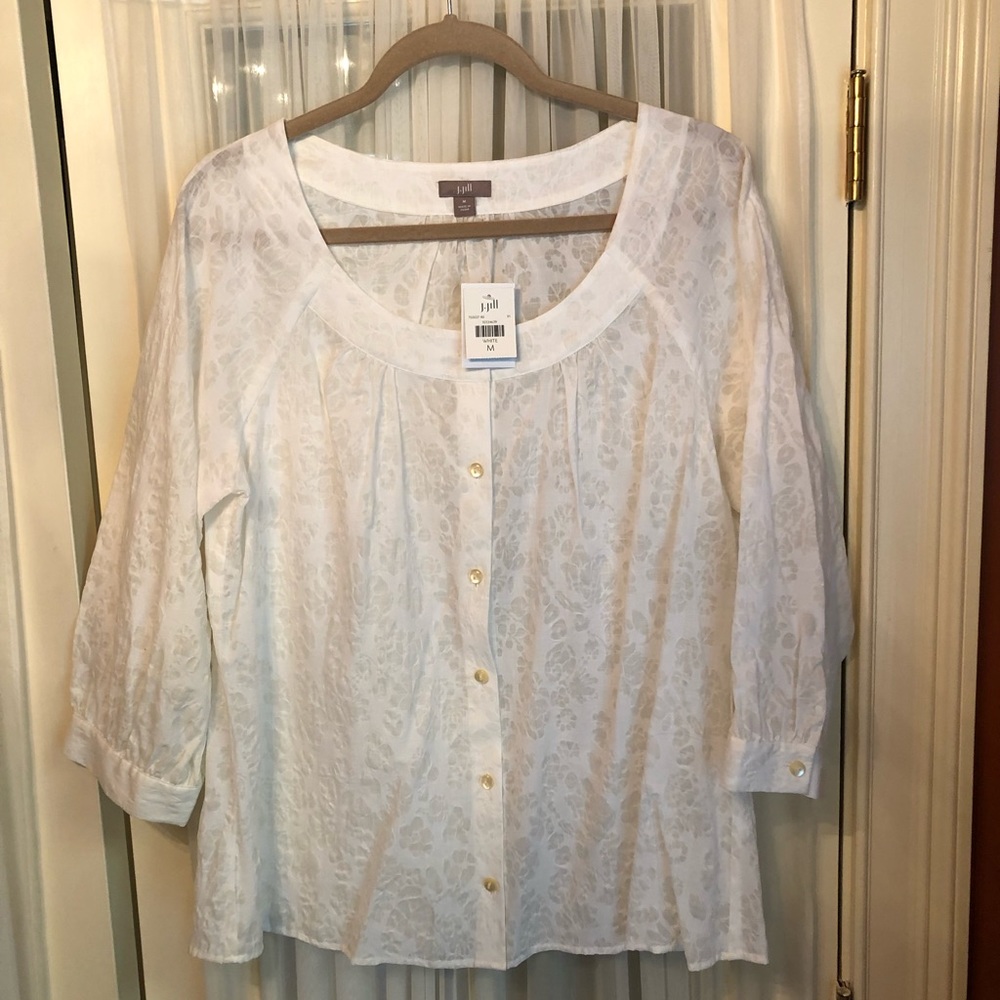 j.jill Beautiful Crisp White Blouse size Medium